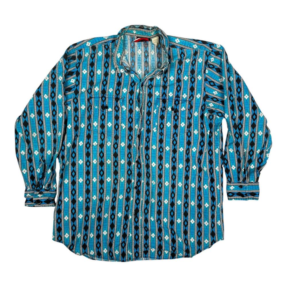 Vintage Canyon Trail South Western Print Long Sleeve Button Shirt Mens XL 90s